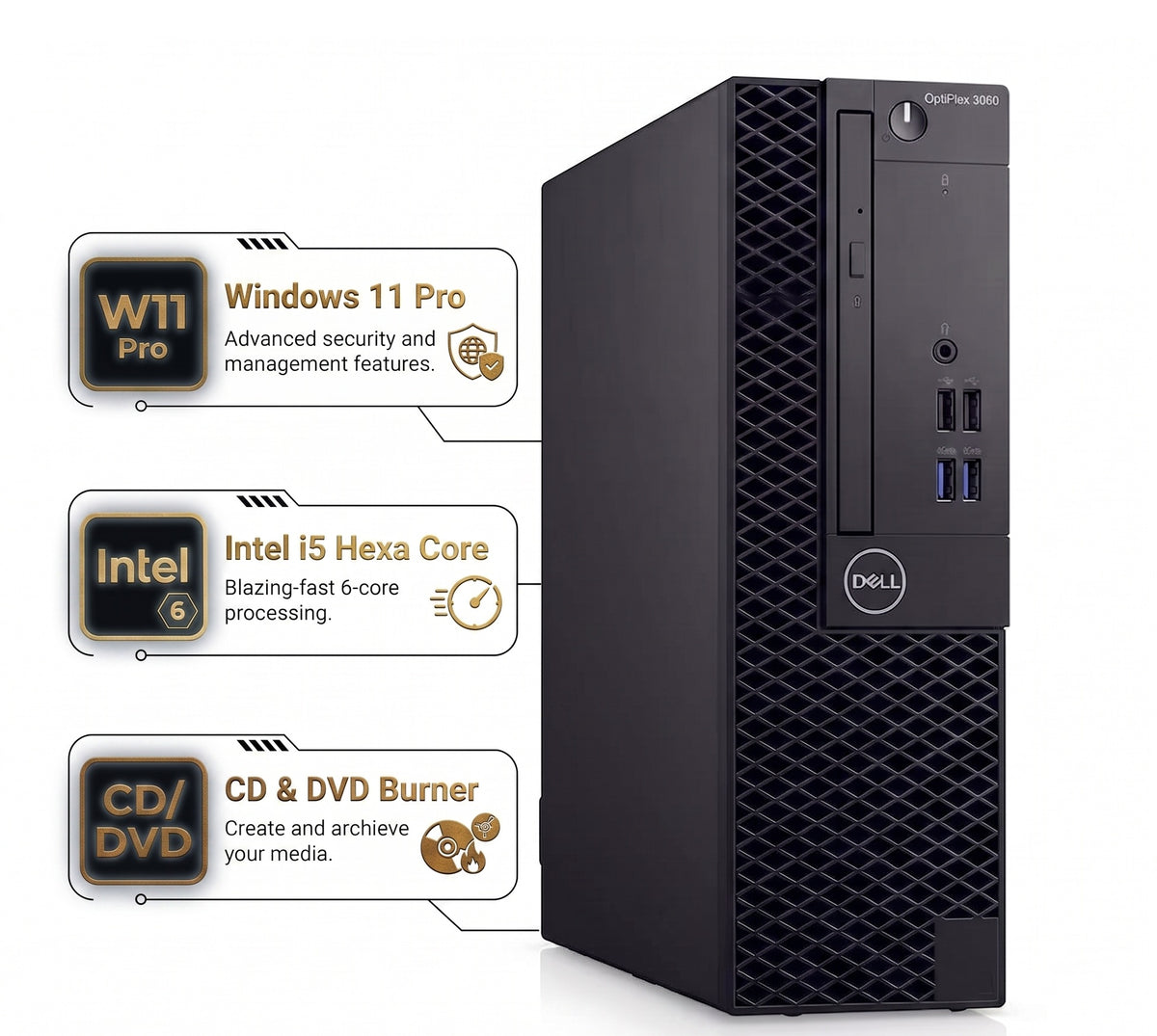 Dell OptiPlex 3060 SFF Desktop Computer PC: Intel i5-8500 (Renewed)