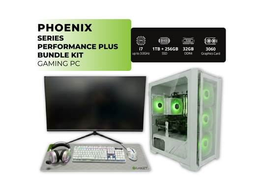 ~THE PHOENIX Performance Plus Bundle~ Gaming PC Desktop VR Gaming Capable| Powered by Intel i7-8500 @3.0 GHz CPU and 3060 Graphics Card|32GB DDR4 RAM, 1TB NVME SSD +256GB SSD, WiFi Ready + Windows 11 Pro