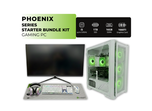 ~The Phoenix Starter Kit Bundle~ Gaming PC Desktop VR Gaming Capable| Powered by i5-8500 @3.0 GHz CPU, Nvidia 1660 TI Graphics Card|16GB DDR4 RAM, 1TB SSD, WiFi Ready + Windows 11 Pro